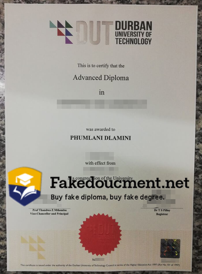 Buy Durban University of Technology diploma, buy DUT fake degree.