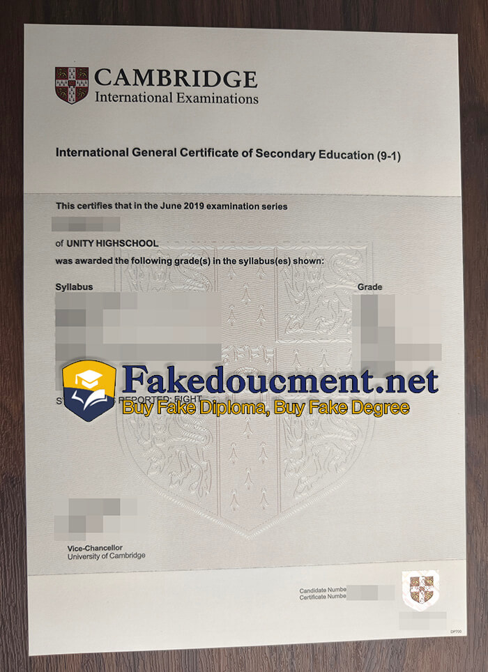 purchase fake Cambridge International General Certificate of Secondary Education