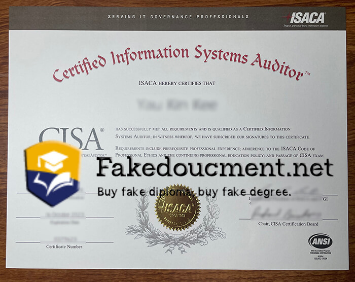 purchase fake ISACA certificate