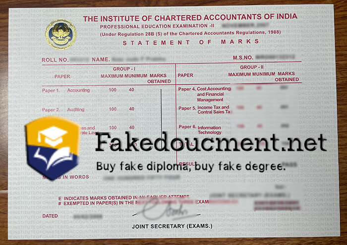 purchase fake Institute of Chartered Accountants of India certificate