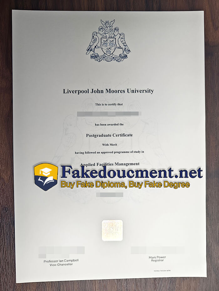 purchase fake Liverpool John Moores University certificate