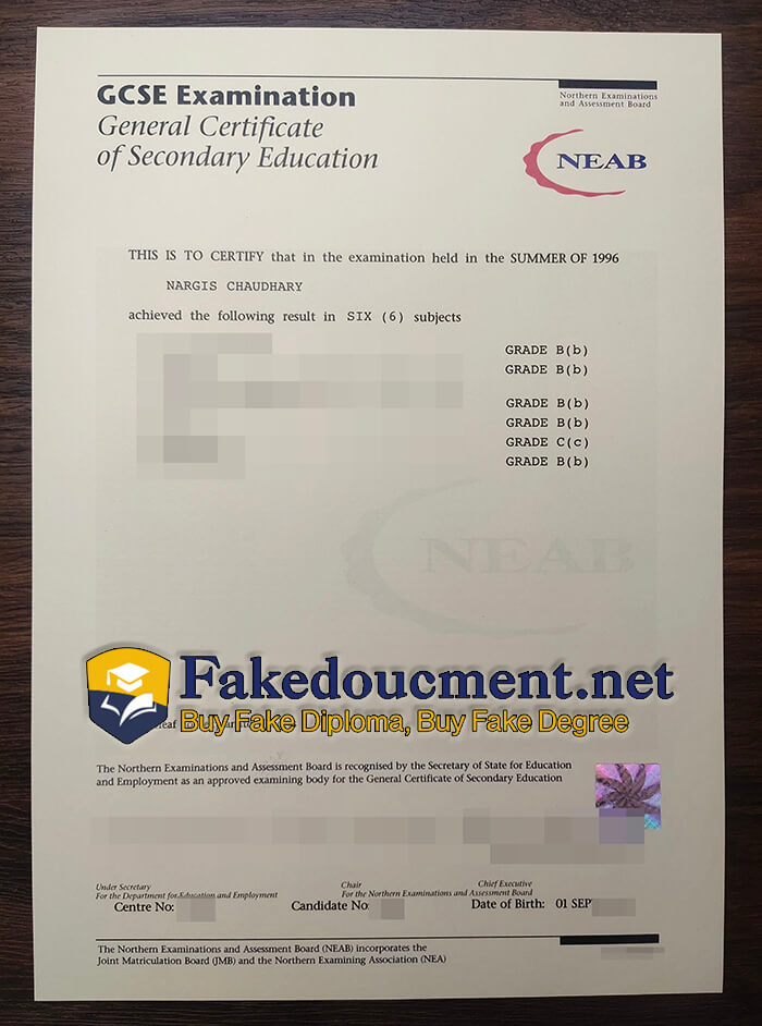 purchase fake NEAB GCSE Examination General Certificate of Secondary Education