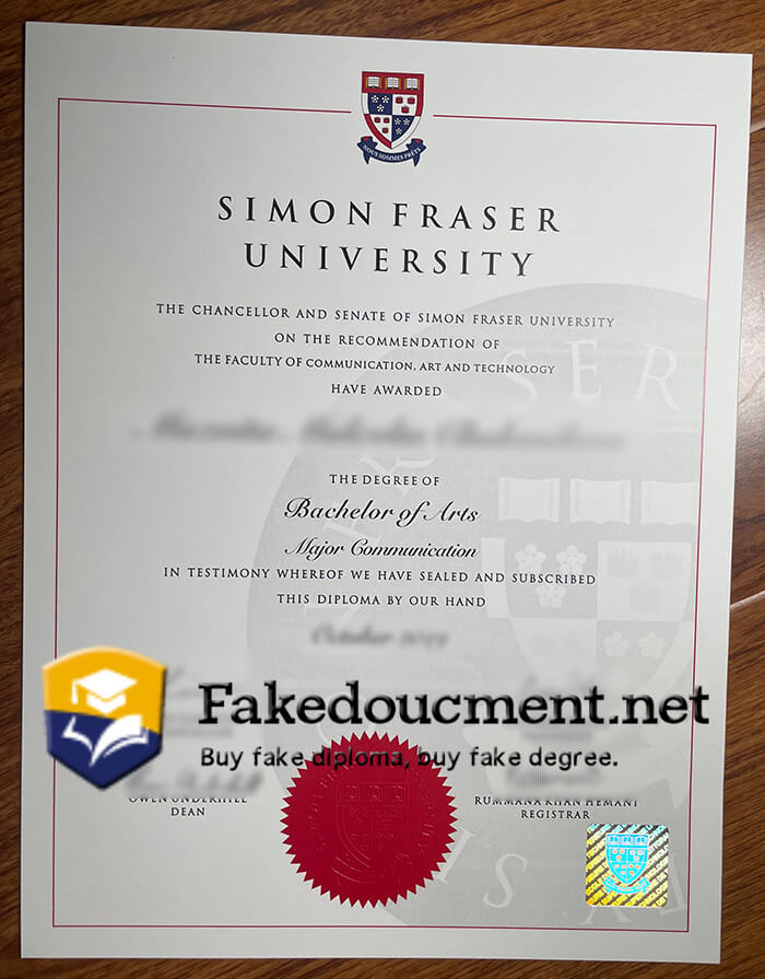 purchase fake Simon Fraser University diploma