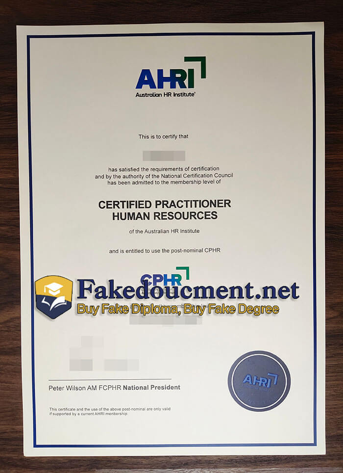 purchase realistic Australian HR Institute certificate