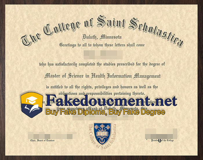 purchase realistic College of Saint Scholastica diploma