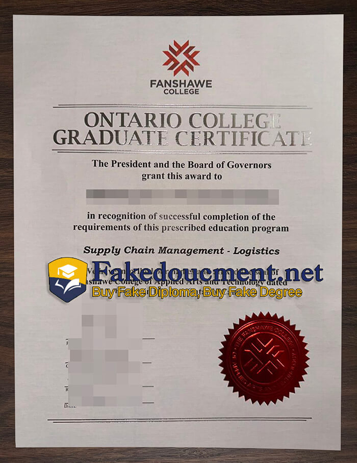 purchase realistic Fanshawe College certificate