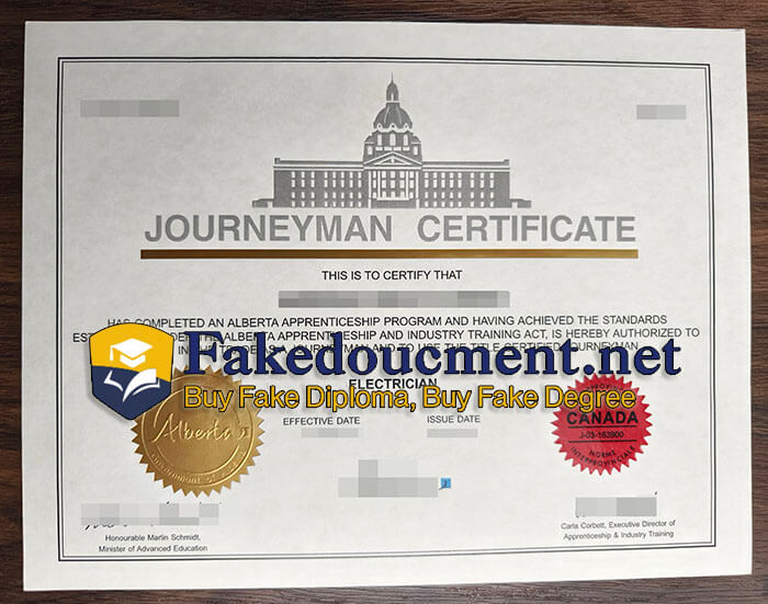 purchase fake Journeyman Certificate Canada