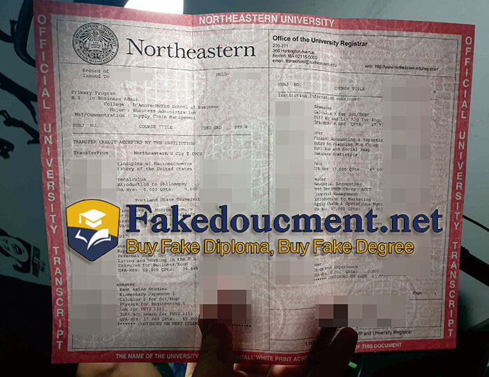 purchase realistic Northeastern University Transcript