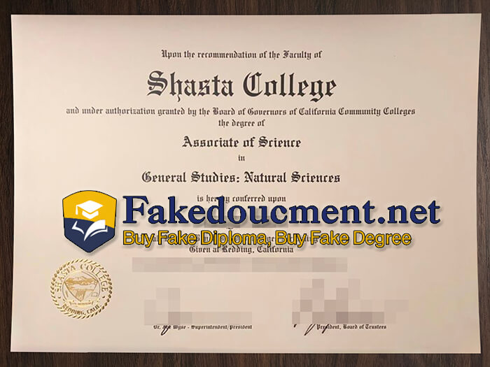 purchase realistic Shasta College diploma