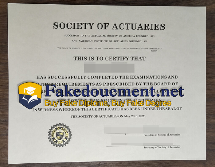 purchase realistic Society of Actuaries certificate