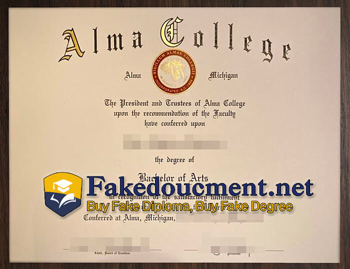 purchase realistic Alma College diploma