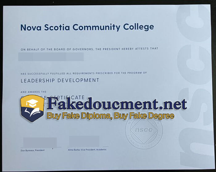 purchase realistic Nova Scotia Community College certificate