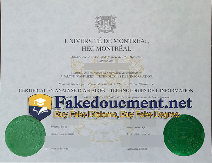 purchase realistic Université de Montréal certificate