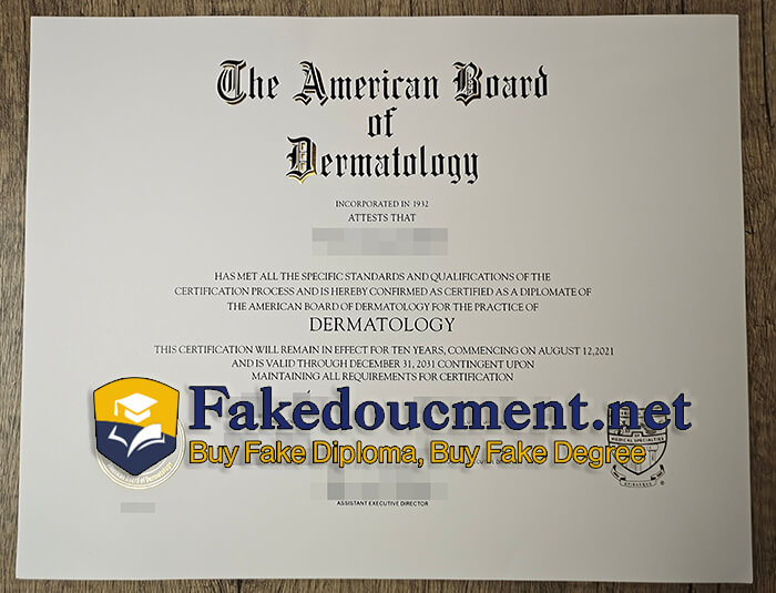 purchase realistic American Board of Dermatology certificate