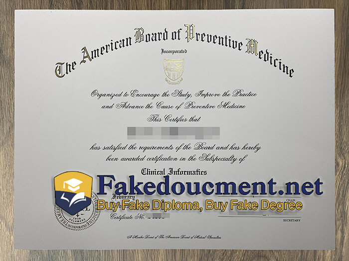 purchase realistic American Board of Preventive Medicine certificate