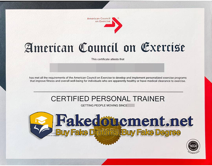 purchase realistic American Council on Exercise certificate