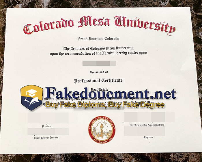 purchase realistic Colorado Mesa University certificate