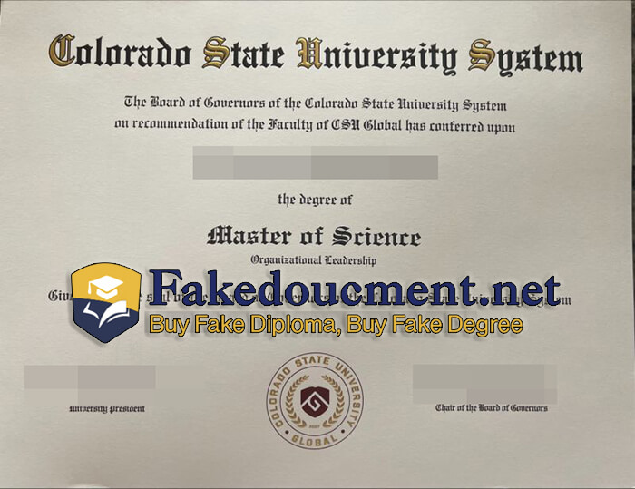 purchase realistic Colorado State University System diploma