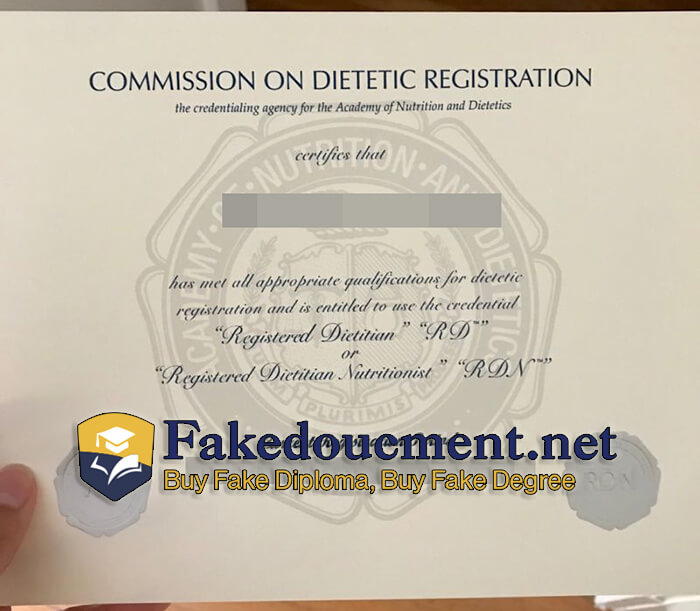 purchase realistic Commission on Dietetic Registration certificate