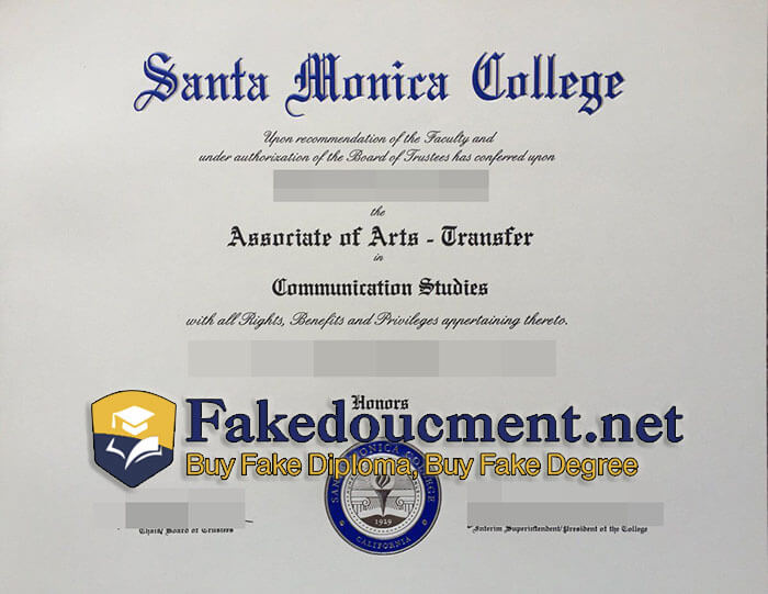 purchase realistic Santa Monica College certificate