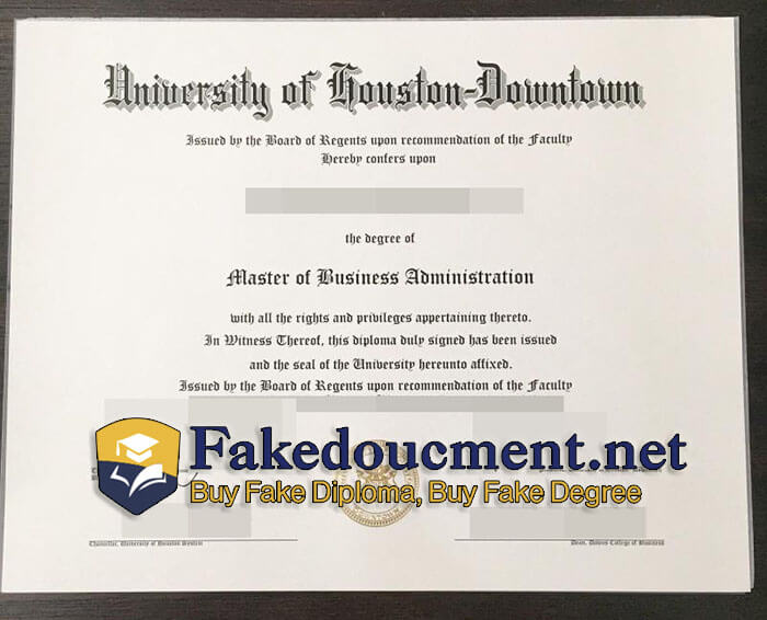 purchase realistic University of Houston-Downtown diploma