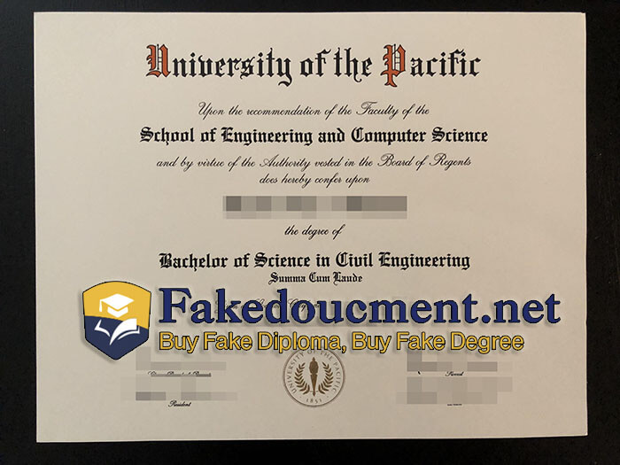 purchase realistic University of the Pacific diploma