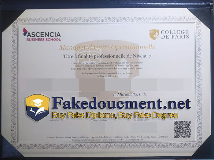 purchase realistic Ascencia Business School certificate