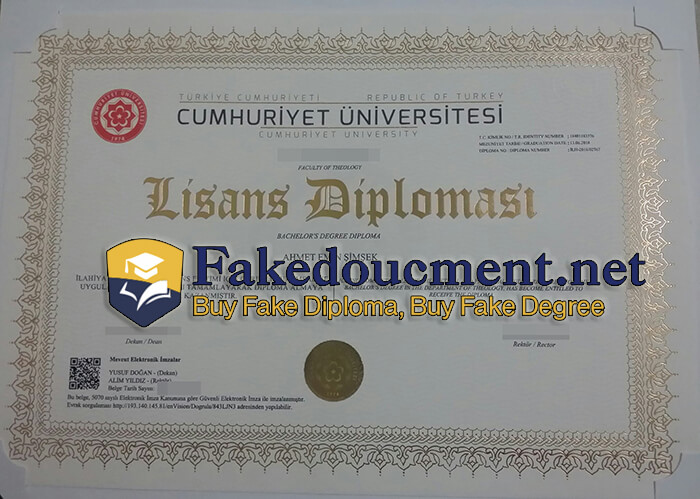 purchase realistic Cumhuriyet University diploma