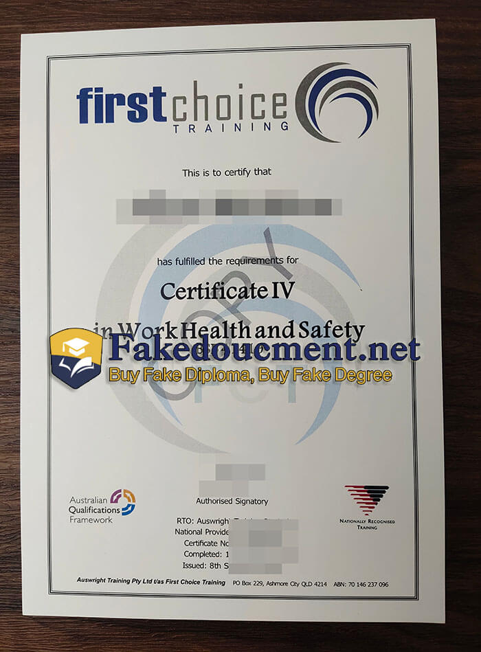 purchase realistic First Choice Training certificate