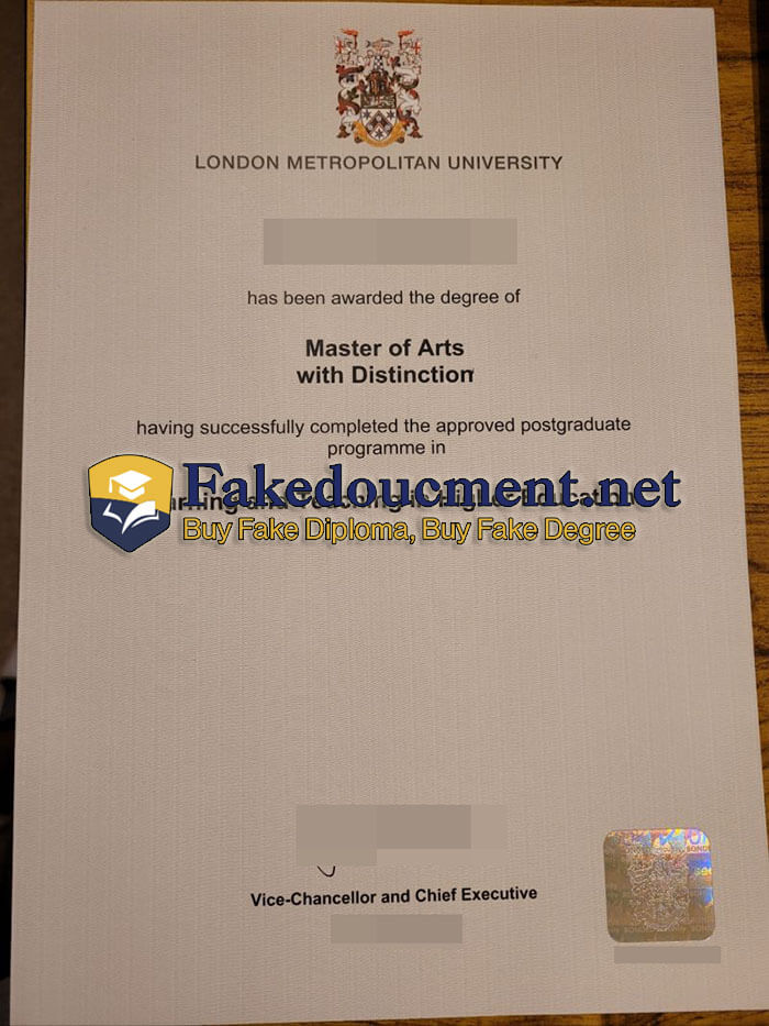 purchase realistic London Metropolitan University diploma