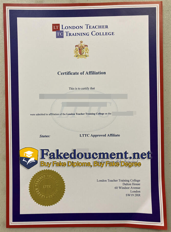 purchase realistic London Teacher Training College certificate