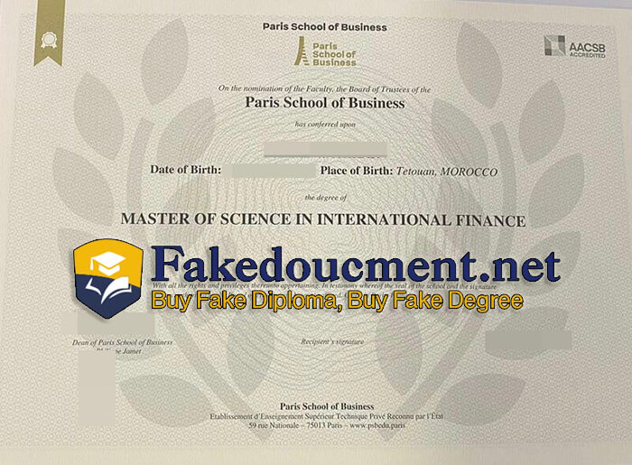 purchase realistic Paris School of Business diploma