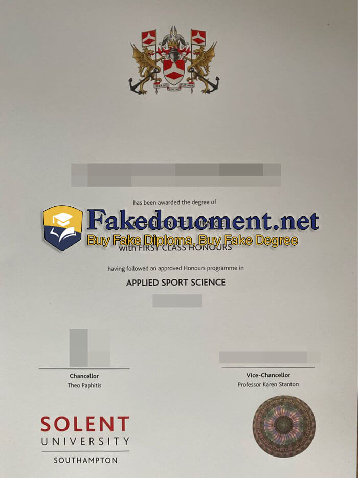 purchase realistic Solent University diploma