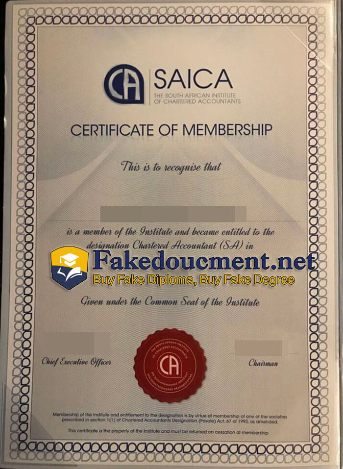 purchase realistic South African Institute of Chartered Accountants certificate