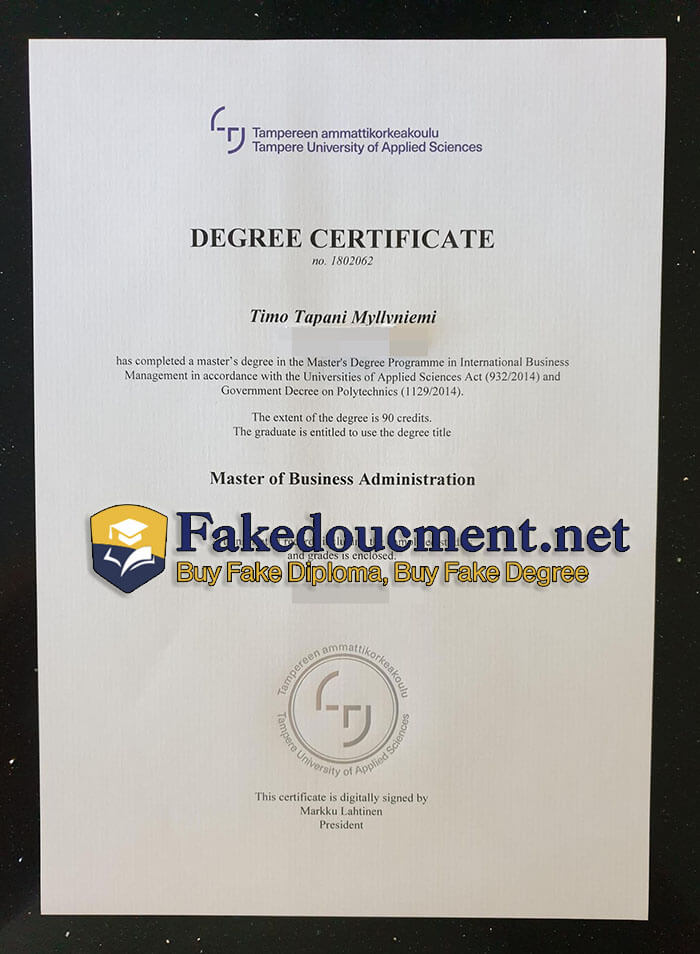 purchase realistic Tampere University of Applied Sciences diploma