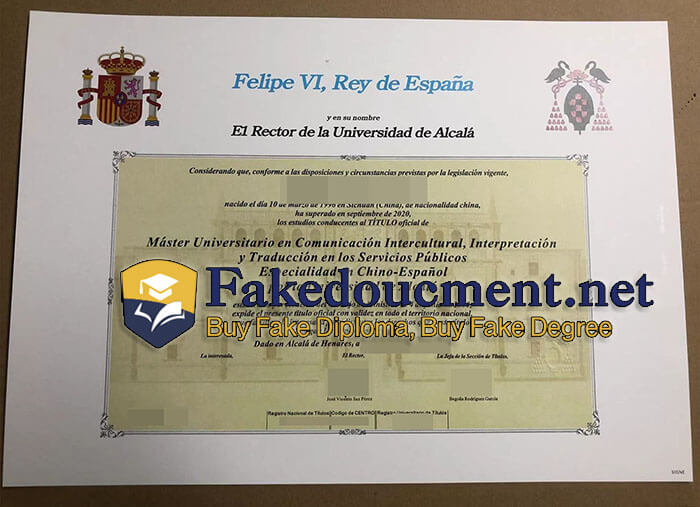 purchase realistic Universidad de Alcalá certificate