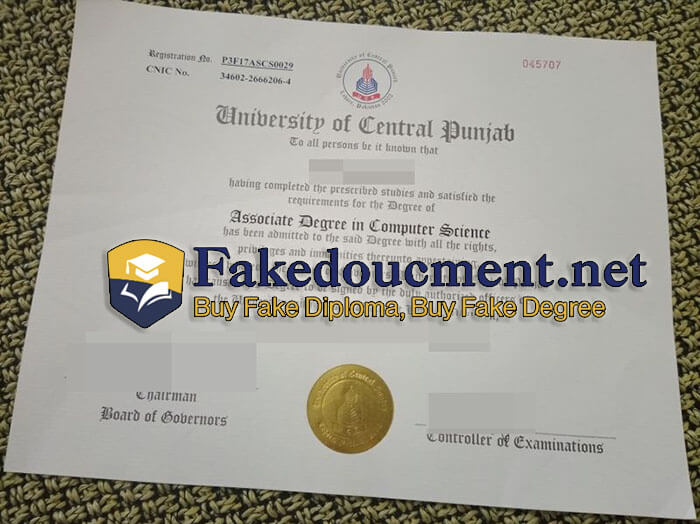 purchase realistic University of Central Punjab diploma