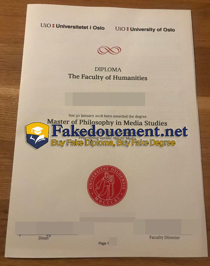 purchase realistic University of Oslo diploma