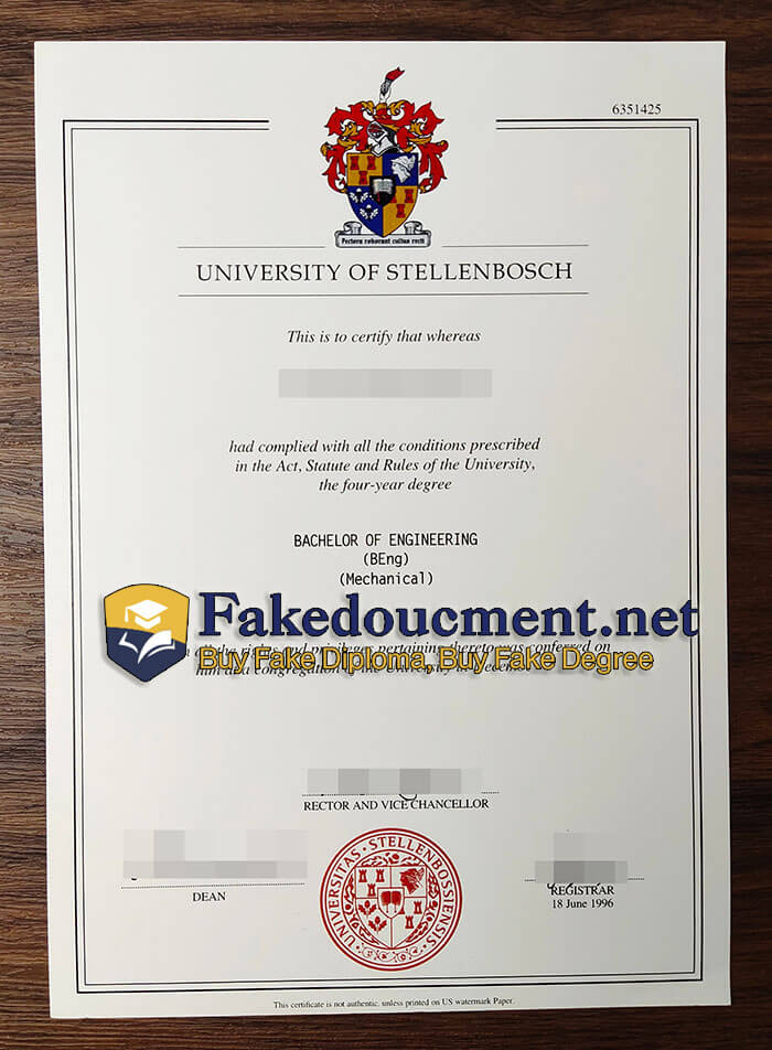 purchase realistic University of Stellenbosch diploma