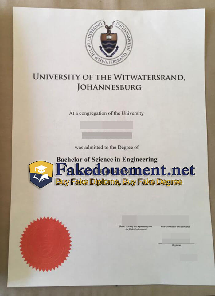 purchase realistic University of the Witwatersrand diploma