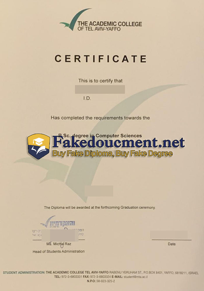 purchase realistic Academic College of Tel Aviv-Yaffo diploma