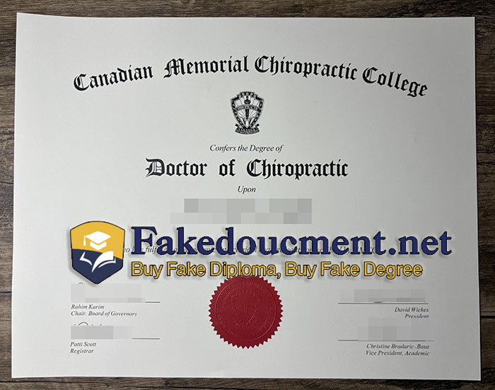 purchase realistic Canadian Memorial Chiropractic College diploma