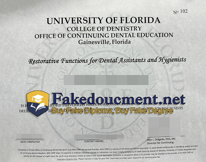 purchase realistic College of Dentistry certificate