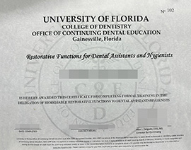 purchase realistic University of Florida College of Dentistry certificate