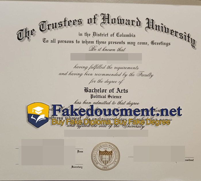 purchase realistic Crustees of Howard University diploma