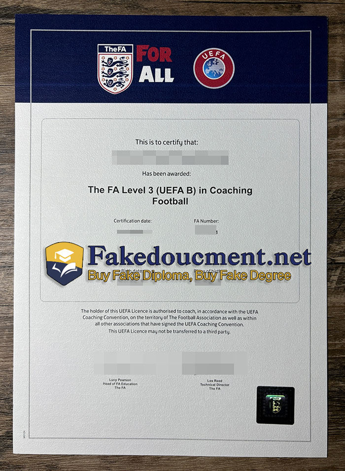 purchase realistic FA Level 3 (UEFA B) in Coaching Football certificate