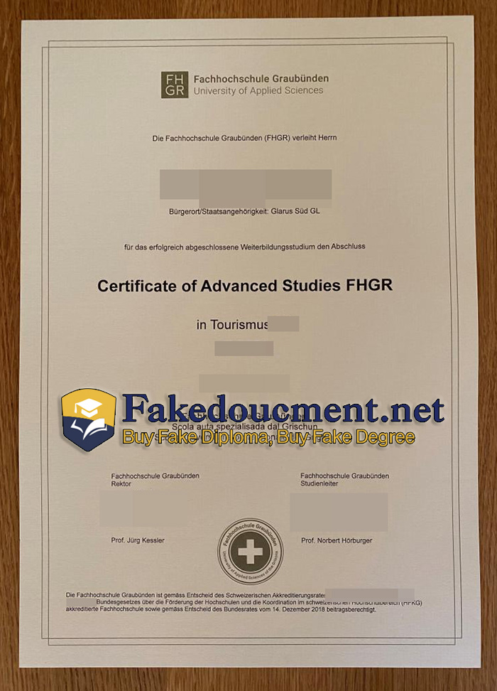 purchase realistic Fachhochschule Graubünden certificate