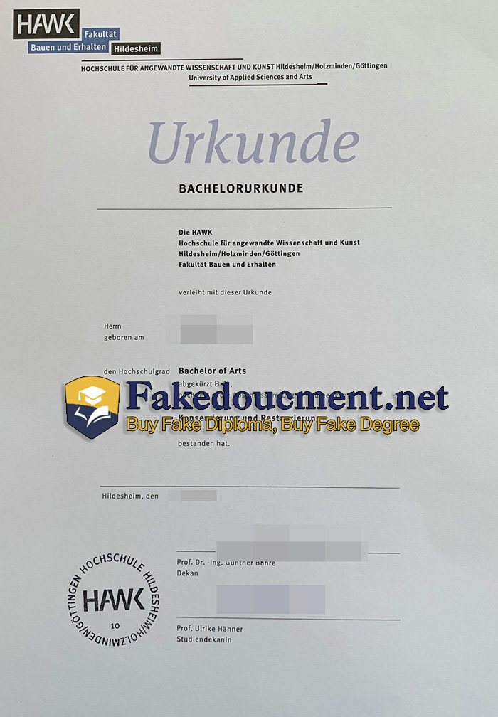 purchase realistic HAWK Fakultät Bauen und Erhalten diploma