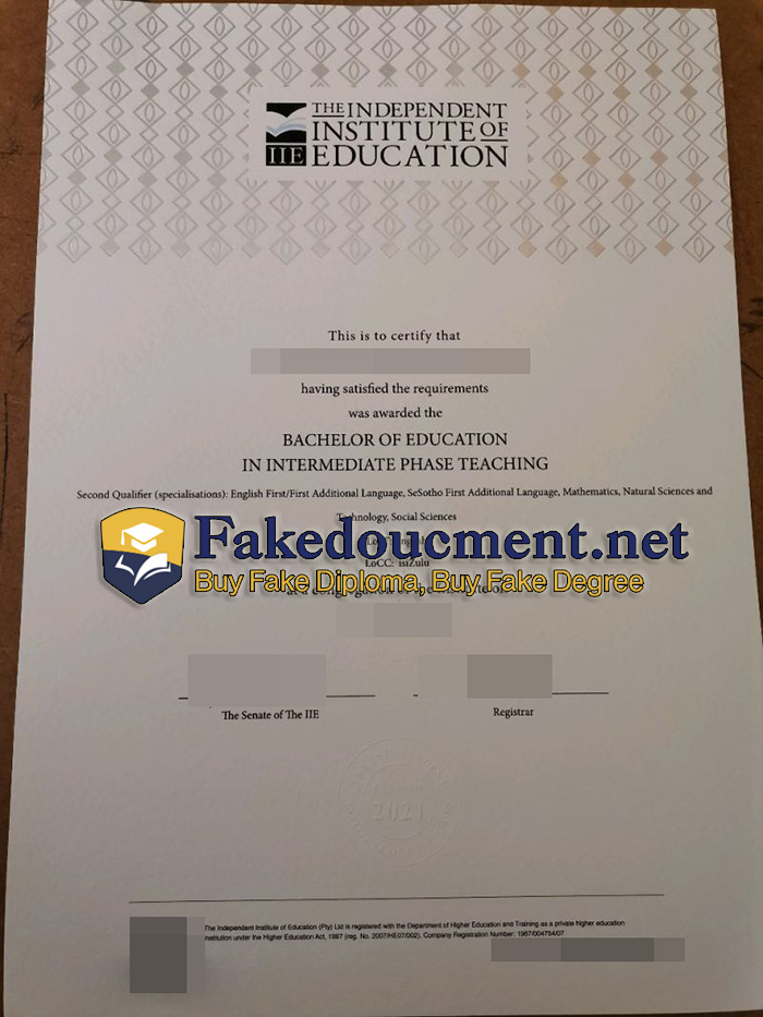 purchase realistic Independent Institute of Education diploma