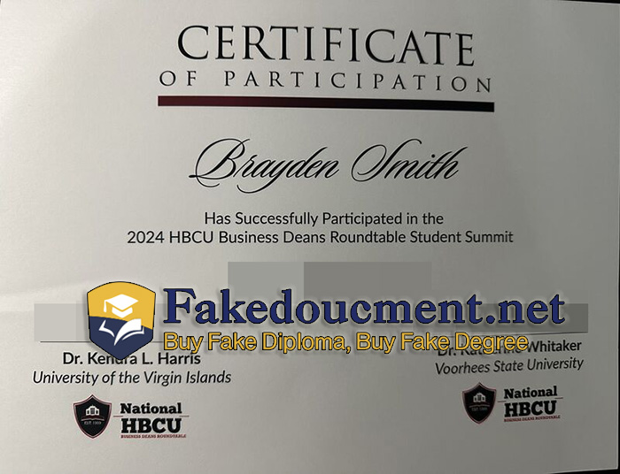 purchase realistic National HBCU certificate